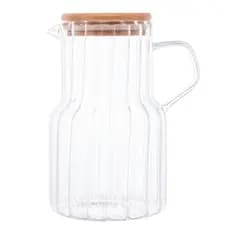 Jarra de Vidro Transparente com Tampa de Madeira Bambu 1L Lyor