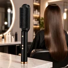 Escova Alisadora Profissional 5 Em 1 Bivolt Cerâmica Cabelos Lisos em Minutos - Preto