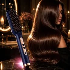 Escova Alisadora Elétrica Bivolt Cerâmica Reduz Frizz Alisador de Cabelo Profissional - Azul