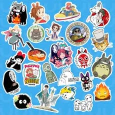 Pack com 24 Adesivos tipo Stickers Personagens Diversos - Studio Ghibli