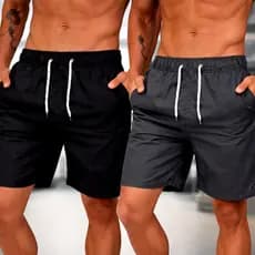 Kit 2 Bermuda Tactel Shorts Masculino Plus Size Básico Liso Academia Cordão Praia Mauricinho P XG