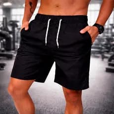 Bermuda Tactel Shorts Masculino Plus Size Básico Liso Academia Cadarço Cordão Praia Mauricinho P  XG