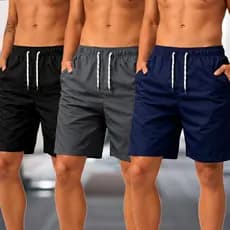 KIT 3 Bermuda Tactel Shorts Masculino Plus Size Básico Liso Academia Cordão Praia Mauricinho P XG