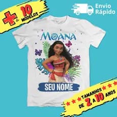 Camiseta Infantil Moana Personalizada com nome (Opcional) 10 Modelos