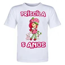 Camiseta infantil personalizada para aniversário - Moranguinho - Com nome e idade