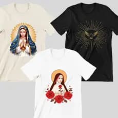 kit camiseta KIT 3 CAMISETAS CATOLICAS camiseta religiosa camiseta católica 100% algodão