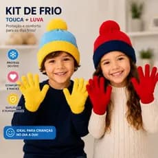 Kit Touca e Luvas Infantil Inverno Unissex Tricô Quentinho Macio Criança/kit inverno/kit de frio/8 a 12 anos