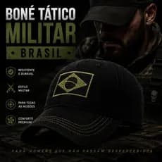 Boné tático militar Brasil Bordado Aba Curva Regulável Unissex Algodão Alta Qualidade/boné preto