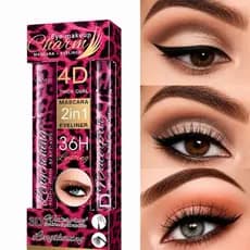 Máscara de Cílios 4D + Delineador Caneta 2 em 1 À Prova D'Água Longa Duração/kit maquiagem/kit Rímel+Caneta Delineadora