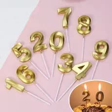 Kit 2 Vela de Aniversário Prata e Dourado Design com Palito