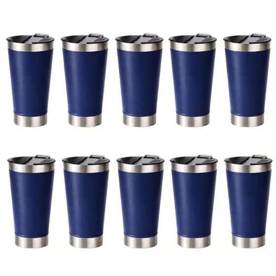 Kit 10 Copos Termicos Inox 473ml com Abridor de Garrafas e Tampa Hermetica