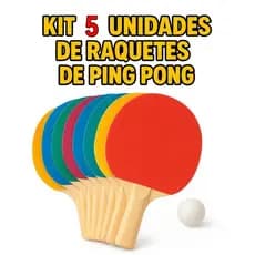 KIT 5 Pares raquete ping pong+1bolinha para criaça e adulto
