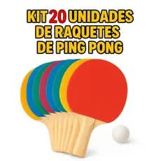 KIT 20 pares raquete ping pong+1bolinha