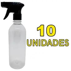 10 Embalagem Frasco Preto Pet 500ml Com Borrifador Válvula Gatilho