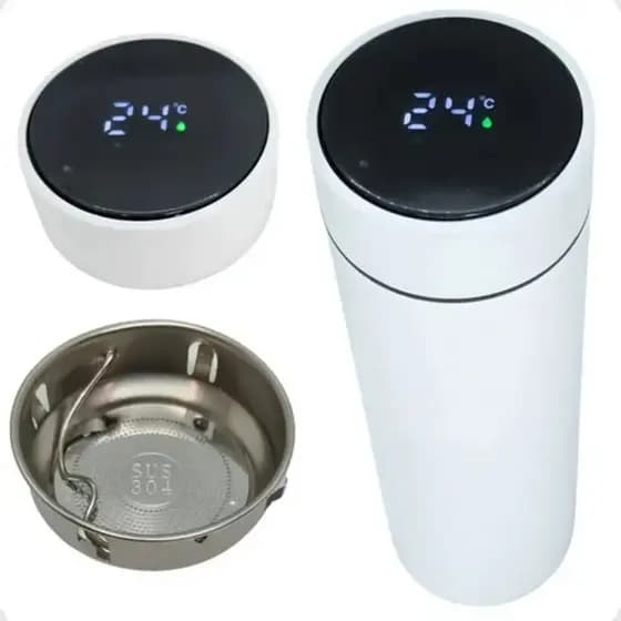 Garrafa Térmica de Aço Inox com Termômetro Digital LED — 500ml