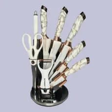 Jogo de Facas Inox Luxo com Suporte Giratório - 9 Peças