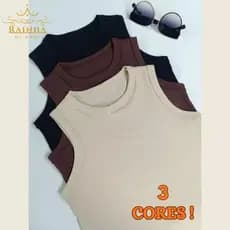 Kit 3 REGATA Feminina Canelado LISA Casual Moda Básica Verão
