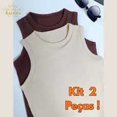 Kit com 2 REGATA FEMININA LISA Confortável Versátil Blusa Regata Canelada Premium