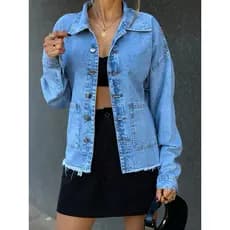 RD MODAS 078 jaqueta jeans feminina casaco blusa casaco bulsas feminina de frio manga longa 078