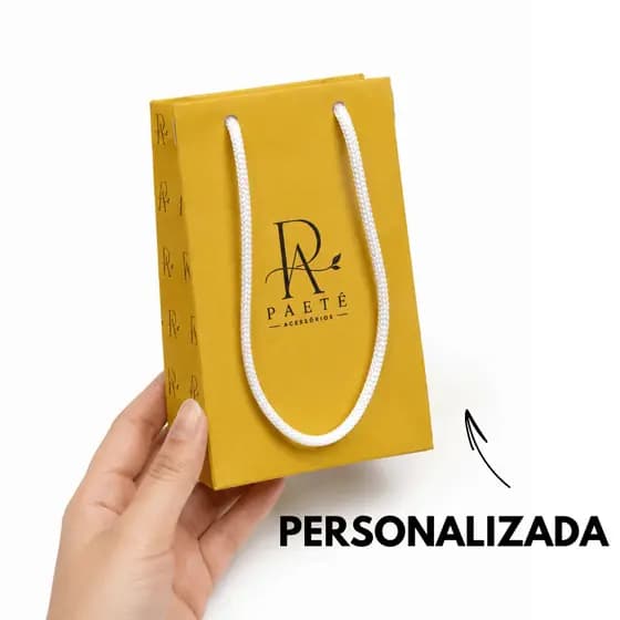 Sacolinha Personalizada com Logo para Acessórios e Lembrancinhas 14x9x4 cm Papel Offset 180g