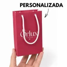 100un Sacola Personalizada para Semijoias e Bijuterias 14x9x4 cm Papel Offset com Alça Logo Colorido Elegance