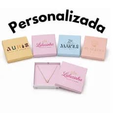 50 Caixinhas Personalizadas para Semijoias com Logo Embalagem para Joias 8x8x2 Caixa com berço Offset 180g