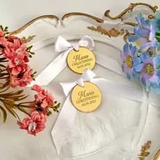 Kit Tag Lembrancinha Personalizada Acrílico Espelhado | Batizado Casamento Maternidade (Com Laço)