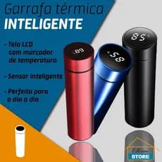 Garrafa Térmica Led Display Inox Com Termômetro Portátil 480ml mostra temperatura gelado e quente