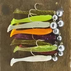 Kit 30pçs Isca Artificial Shad 5,5cm com Jig Head Inox Kit Pesca soft