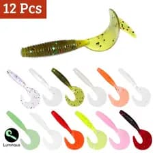 Kit 12 Isca Soft Artificial Tipo Grub Shad Silicone Para Pesca de Tucunaré e Traíra
