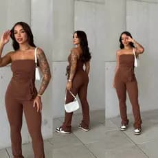 conjunto femenino conjunto de pantalona conjunto com regulagem moda blogueira