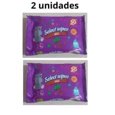Kit 2 Lenços umidecidos para bebê -para limpeza intima 99 água formula vegana 50 unidades Select wipes basic