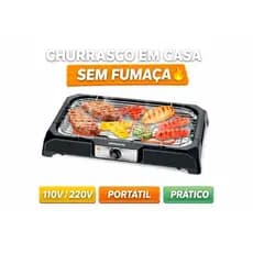 Churrasqueira Elétrica 110V 220V Grill de Mesa Sem Fumaça Portátil