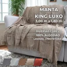 Manta para Sofá King Luxo Super Gigante 3,00x1,80 Tipo Capa Protetora 100% Algodão Decorativa Sala