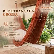 Rede de Descanso Tarrafa Trançada Luxo 100% Algodão Artesanal Confortável Decorativa