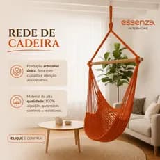 Rede Cadeira Suspensa de Teto Trançada Reforçada 100% Algodão Balanço Descanso Várias Cores Artesanal