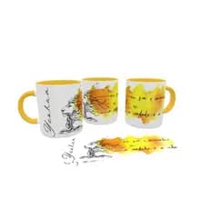 Caneca Porcelana Colorida Personalizada Leão Yeshua Bíblica Gospel + Caixinha de Presente