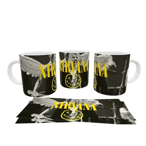 Caneca Porcelana Personalizada Nirvana (vários temas)
