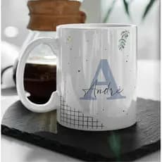 Caneca Porcelana Personalizada Alfabeto Masculino