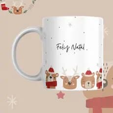 Caneca Porcelana Personalizada Feliz Natal e Ano Novo + Caixinha de Presente