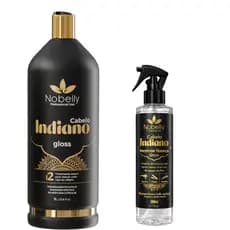 Gloss Capilar Indiano + Protetor Térmico Nobelly | Brilho Intenso, Anti Frizz e Proteção Total