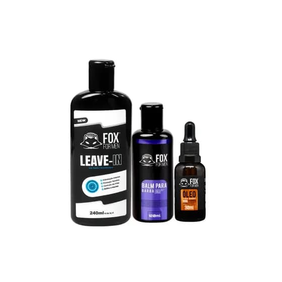 Kit Fox For Men- Leave-in + Balm para Barba +Óleo Gota Para Barba