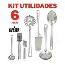 Kit Utensílio De Cozinha Aço Inox Concha Pegador Massa Colher Mini Concha Espátula Descamador Peixe