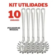 Kit Utilidades 2/5/10 Unidades Pegador De Massas De Cozinha Inox Buffet Restaurante Cozinha Eventos