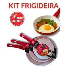 3 Frigideiras Antiaderentes 16 20 24 cm Alumínio Leve Cozinha Prática Durável Fácil Limpeza Natal