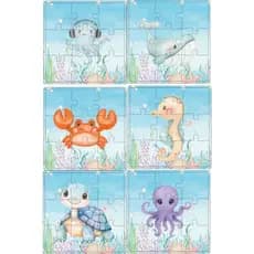 Kit 6 jogo Educativos Quebra-Cabeça Infantil Fundo do Mar– 9 Peças