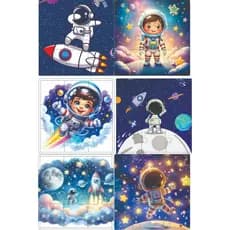 Kit 6 jogo Educativos Quebra-Cabeça Infantil Astronauta– 9 Peças