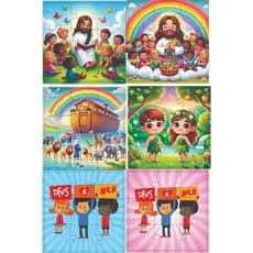 Kit 6 jogo Educativos Quebra-Cabeça Infantil Religioso– 9 Peças