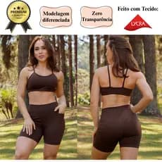 Conjunto Fitness / Shorts com bolso e Top de alça / Corrida Treino Caminhada