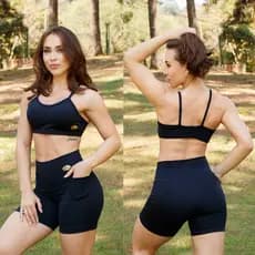 Conjunto Top alça com ou sem bojo / Short com bolso na lateral / Roupa Academia / Treino Corrida Caminhada Crossfit